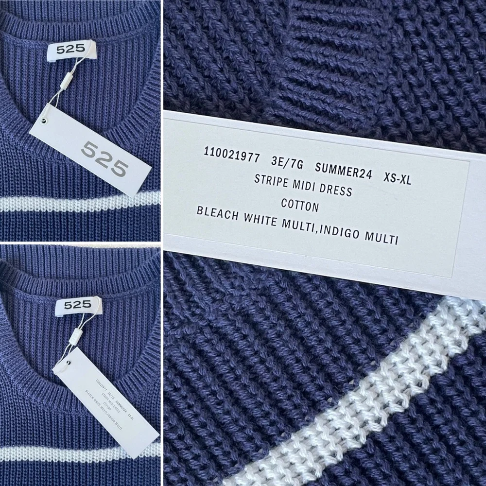 525 America Emma Cotton Midi/Maxi Dress Navy/White | Americana Coastal Elegance - Picture 12 of 16